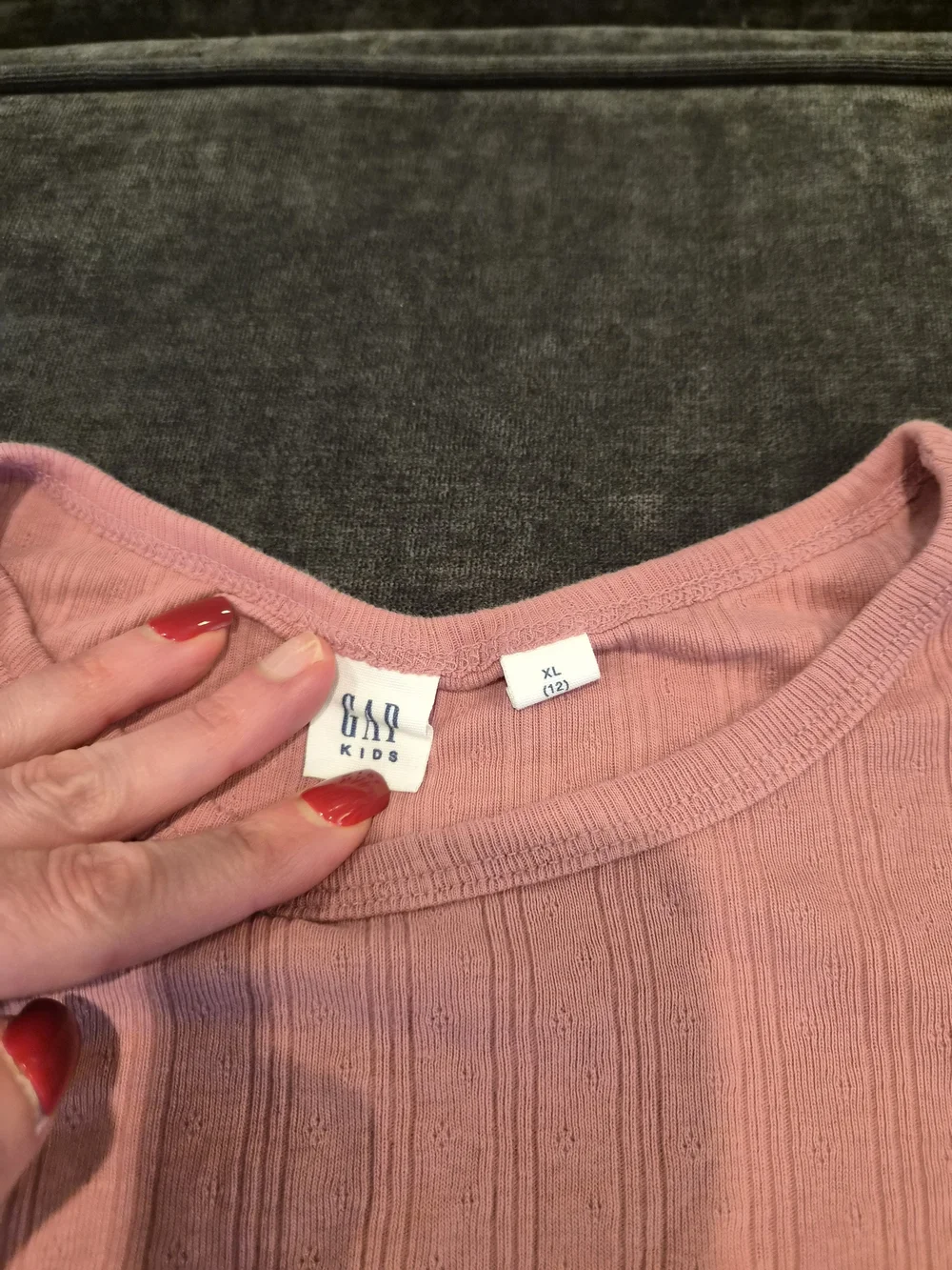 GAP Kids Ribbed Crew Tee - Dusty Pink